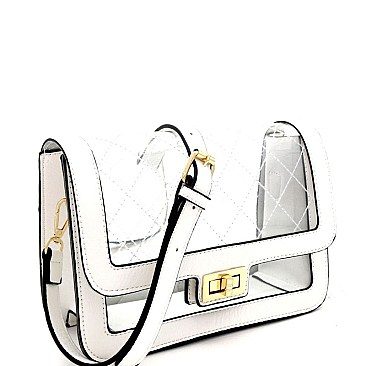 Quilted Transparent Clear Turn-Lock Shoulder Bag MH-BJ4235