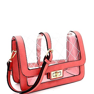 Quilted Transparent Clear Turn-Lock Shoulder Bag MH-BJ4235