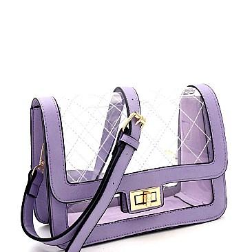 Quilted Transparent Clear Turn-Lock Shoulder Bag MH-BJ4235
