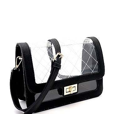 Quilted Transparent Clear Turn-Lock Shoulder Bag MH-BJ4235