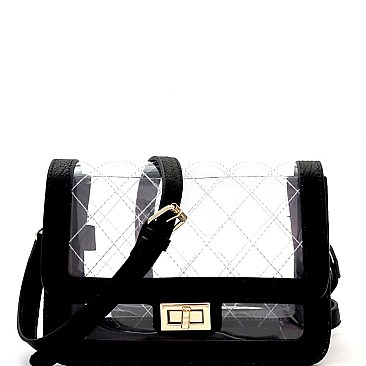 Quilted Transparent Clear Turn-Lock Shoulder Bag MH-BJ4235