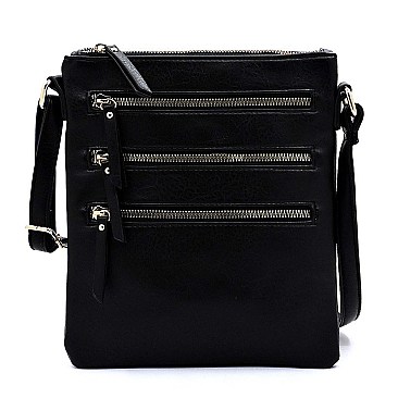Fashion Multi Zip Pocket Crossbody Bag