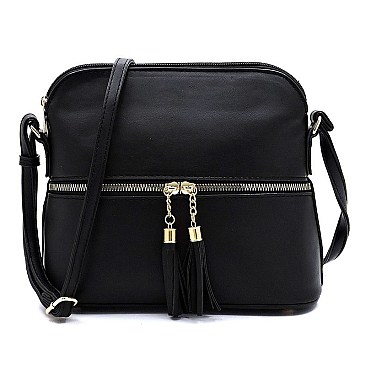 Fashion Tassel Zip Dome Crossbody Bag Satchel