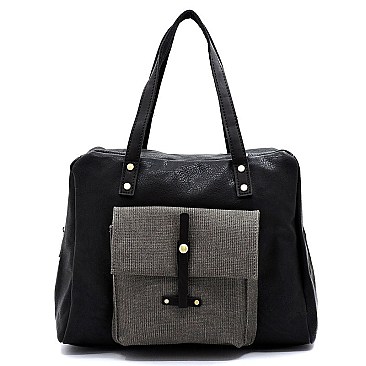 Colorblock Front Pocket Satchel