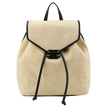 Straw Neon Trimmed Backpack