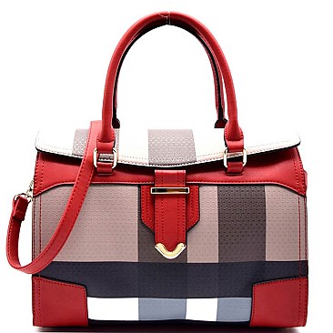 BL1001-LP Plaid Print Boston Satchel