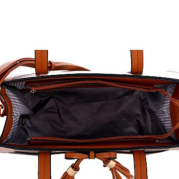 Bow Accent Plaid Print 2-pcs Satchel & Wallet Value SET