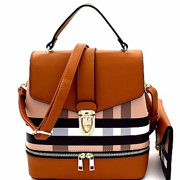 Plaid Checker 2 in 1 Convertible Backpack Satchel  MH-BL1045S