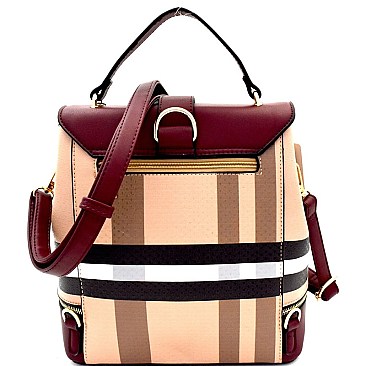 Plaid Checker 2 in 1 Convertible Backpack Satchel  MH-BL1045S