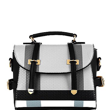 Trendy Plaid Print Belted Medium Convertible Backpack Satchel MH-BL4215