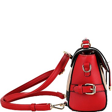 Trendy Plaid Print Belted Medium Convertible Backpack Satchel MH-BL4215