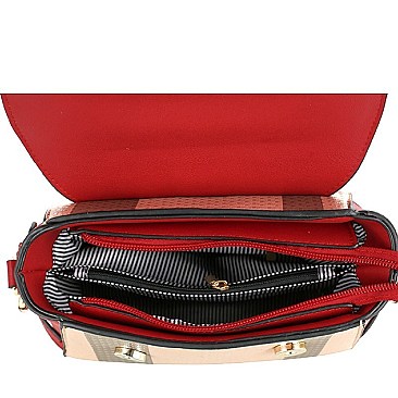 Trendy Plaid Print Belted Medium Convertible Backpack Satchel MH-BL4215