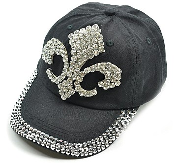 Rhinestone Fleur de Lis Cotton Hat