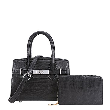 2 in 1 Metalic Padlock Satchel Wallet Set