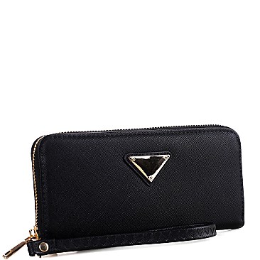 Triangle Logo Zip-around Slim Wristlet Wallet