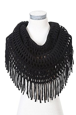 Pack of 12 Fashion Loose Knit Fringe Infinity Scarf