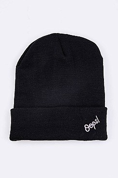 Trendy OOPS Patch Cuff Rib Beanie LA-MKH35130