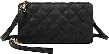 Double Zipper Quilted Wallet Wristlet