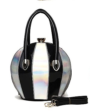 Ball Shaped Multi Stripe Satchel