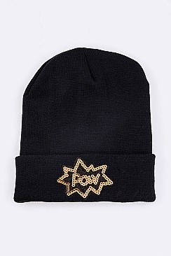 Trendy POW Sequins Patch Iconic Beanie LA-MKH3516P