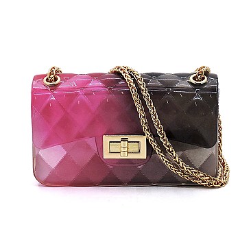 Quilt Embossed Multi Color Jelly Classic Shoulder Bag