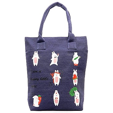 I am a happy little rabbit" Jute Shopper