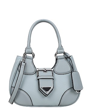 Flap Tri-angle Accent Buckle Satchel / Shoulder Bag