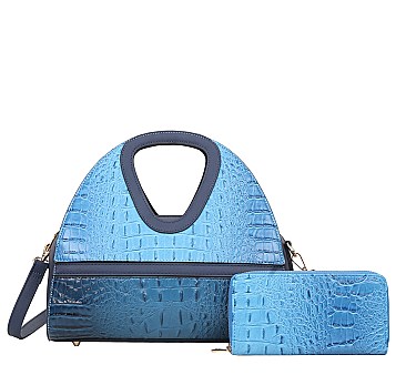 2 in 1 Crocodile Satchel Set With Wallet - High Quality