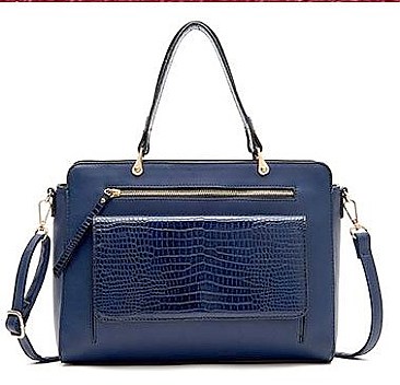 STYLISH CROCODILE SATCHEL BAG WITH LONG STRAP