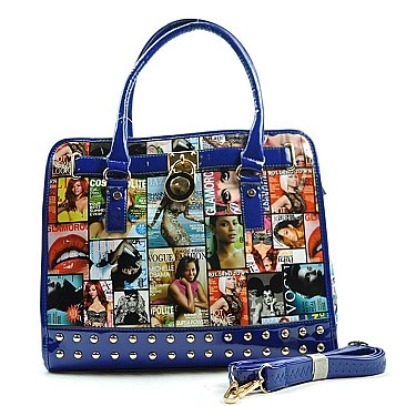 MAGAZINE PRINT PADLOCK TOTE BAG