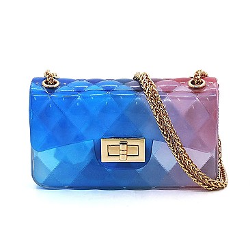 Quilt Embossed Multi Color Jelly Classic Shoulder Bag