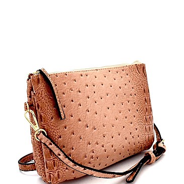 Ostrich Embossed 5-Compartment Cross Body
