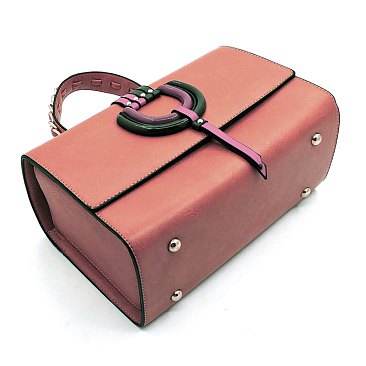 Multi Striped D-Ring 2-in-1 Boxy Satchel