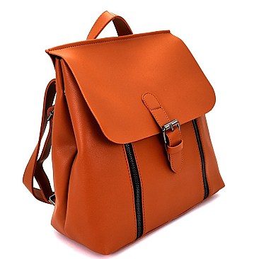 BP1988-LP Zipper Accent Convertible Rectangular Flap Backpack