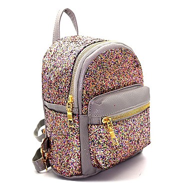 BP5005-LP Glittery Two-Tone Small Fashion Backpack