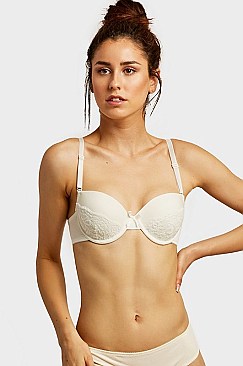 PACK OF 6 PIECES SEXY DEMI CUP PLAIN LACE STRAPLESS BRA MUBR4063PL3