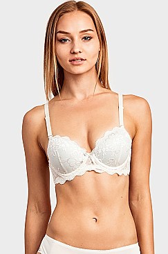 PACK OF 6 PIECES SEXY DEMI CUP LACE STRAPLESS BRA MUBR4141L3