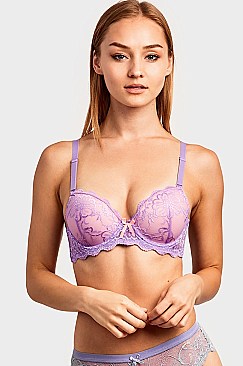 PACK OF 6 PIECES SEXY DEMI CUP LACE STRAPLESS BRA MUBR4141L3