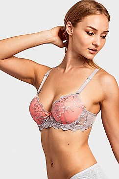 PACK OF 6 PIECES SEXY DEMI CUP LACE STRAPLESS BRA MUBR4141L3