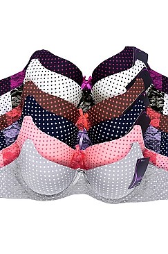 PACK OF 6 PIECES COMFY FULL CUP POLKA DOT PRINT BRA MUBR4172PR1