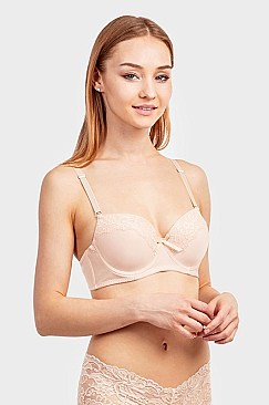 PACK OF 6 PIECES STYLISH DEMI CUP PLAIN LACE STRAPLESS BRA MUBR4196PL