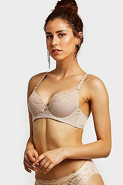 PACK OF 6 PIECES STYLISH FULL CUP PLAIN LACE BRA MUBR4205PL1