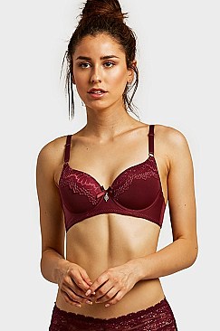 PACK OF 6 PIECES STYLISH FULL CUP PLAIN LACE BRA MUBR4205PL1