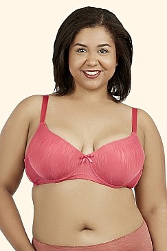 PACK OF 6 PIECES COMFY FULL CUP JACQUARD D CUP BRA, WIDE STRAP