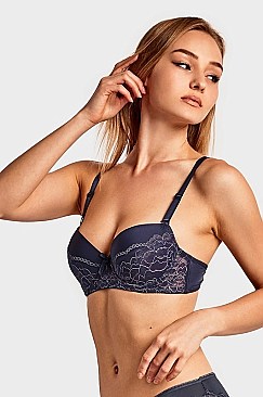 PACK OF 6 PIECES SEXY DEMI CUP PLAIN LACE STRAPLESS BRA MUBR4236PL