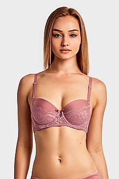 PACK OF 6 PIECES SEXY DEMI CUP PLAIN LACE STRAPLESS BRA MUBR4236PL