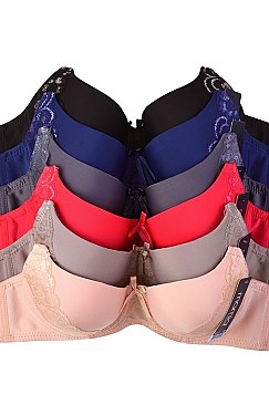 PACK OF 6 PIECES LACE FULL CUP MOULDED UNDERWIRE BRASSIERE MUBR4286PL1