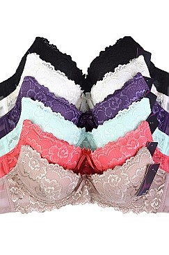 PACK OF 6 PIECES SEXY FULL CUP LACE UNDERWIRE BRASSIERE MUBR4289L1