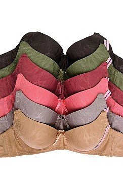 PACK OF 6 PIECES SEXY JACQUARD FULL CUP UNDERWIRE BRASSIERE MUBR4292J