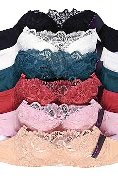 PACK OF 6 PIECES SEXY HALF CUP CAMI UNDERWIRE BRASSIERE MUBR4338FL